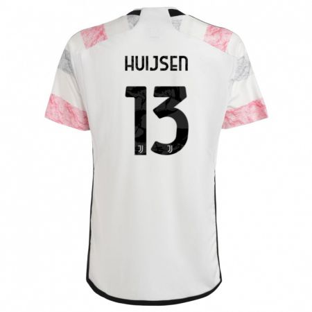 Kandiny Uomo Maglia Dean Huijsen #13 Bianco Rosa Kit Gara Away 2023/24 Maglietta