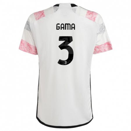 Kandiny Uomo Maglia Sara Gama #3 Bianco Rosa Kit Gara Away 2023/24 Maglietta