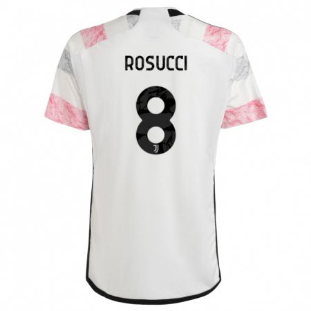 Kandiny Uomo Maglia Martina Rosucci #8 Bianco Rosa Kit Gara Away 2023/24 Maglietta