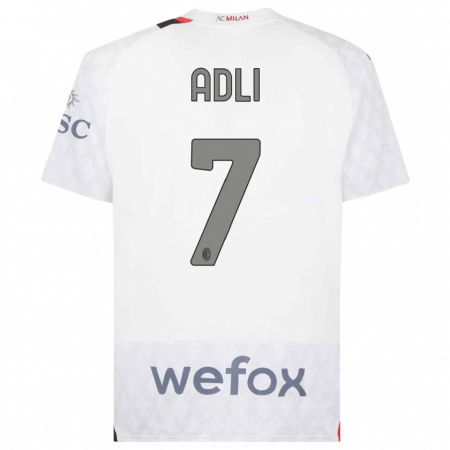 Kandiny Uomo Maglia Yacine Adli #7 Bianco Kit Gara Away 2023/24 Maglietta