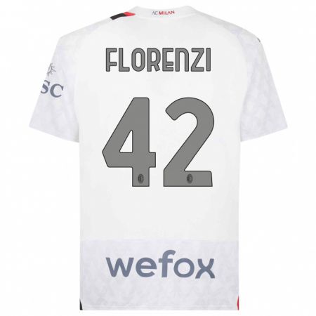 Kandiny Uomo Maglia Alessandro Florenzi #42 Bianco Kit Gara Away 2023/24 Maglietta