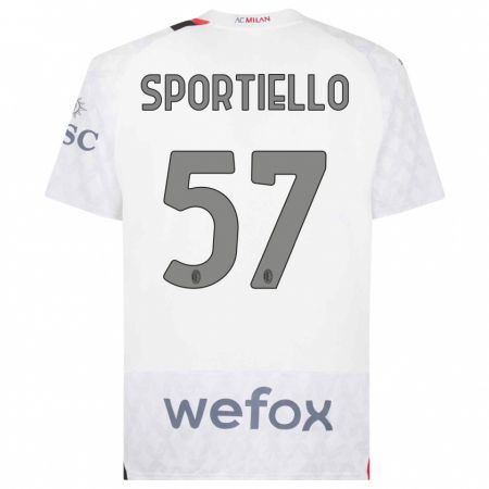 Kandiny Uomo Maglia Marco Sportiello #57 Bianco Kit Gara Away 2023/24 Maglietta