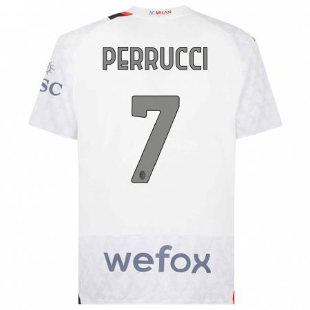 Kandiny Uomo Maglia Vincenzo Perrucci #7 Bianco Kit Gara Away 2023/24 Maglietta