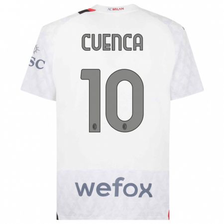 Kandiny Uomo Maglia Hugo Cuenca #10 Bianco Kit Gara Away 2023/24 Maglietta