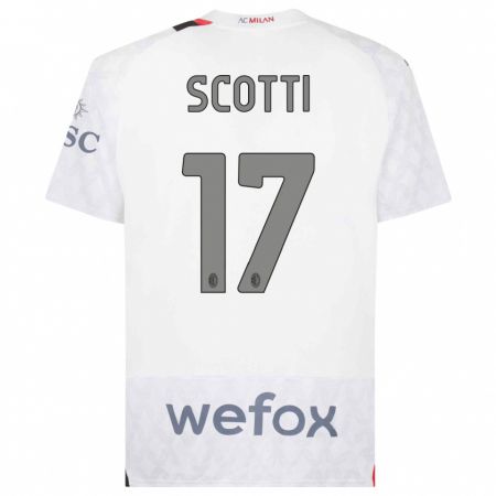 Kandiny Uomo Maglia Filippo Scotti #17 Bianco Kit Gara Away 2023/24 Maglietta