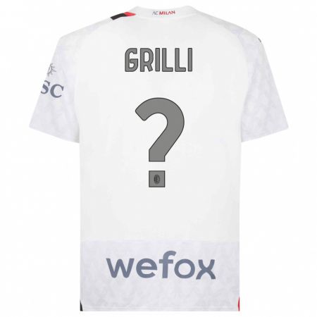 Kandiny Uomo Maglia Lorenzo Grilli #0 Bianco Kit Gara Away 2023/24 Maglietta