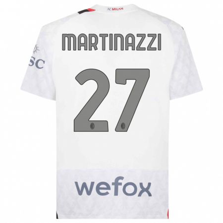 Kandiny Uomo Maglia Luca Martinazzi #27 Bianco Kit Gara Away 2023/24 Maglietta