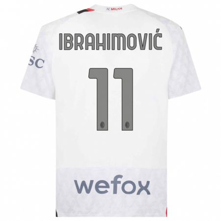 Kandiny Uomo Maglia Zlatan Ibrahimovic #11 Bianco Kit Gara Away 2023/24 Maglietta