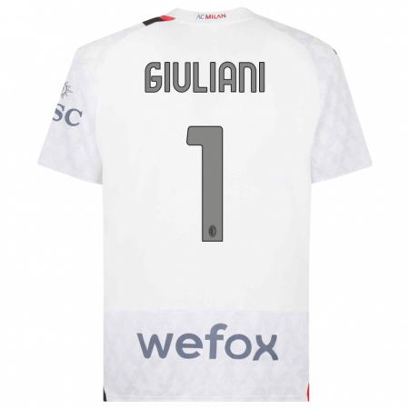 Kandiny Uomo Maglia Laura Giuliani #1 Bianco Kit Gara Away 2023/24 Maglietta