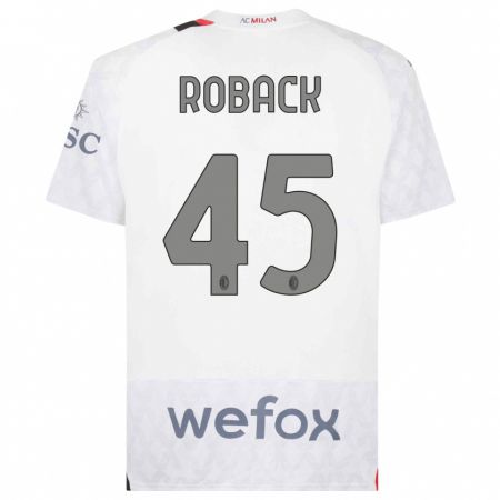 Kandiny Uomo Maglia Emil Roback #45 Bianco Kit Gara Away 2023/24 Maglietta