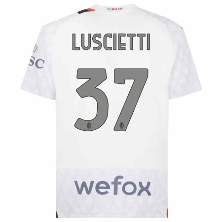 Kandiny Uomo Maglia Abebe Luscietti #37 Bianco Kit Gara Away 2023/24 Maglietta