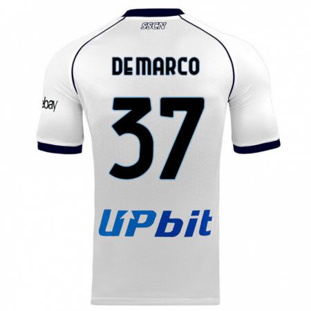 Kandiny Uomo Maglia Francesco De Marco #37 Bianco Kit Gara Away 2023/24 Maglietta