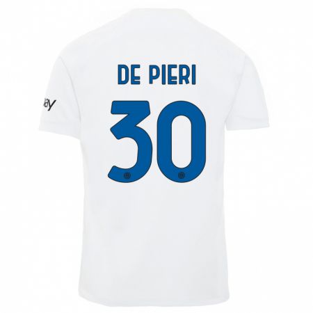 Kandiny Hombre Camiseta Giacomo De Pieri #30 Blanco 2ª Equipación 2023/24 La Camisa