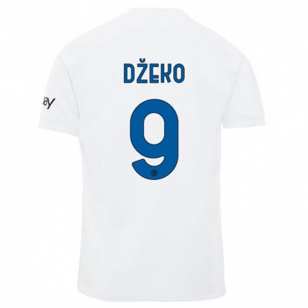 Kandiny Uomo Maglia Edin Dzeko #9 Bianco Kit Gara Away 2023/24 Maglietta