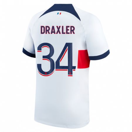 Kandiny Uomo Maglia Julian Draxler #34 Bianco Kit Gara Away 2023/24 Maglietta