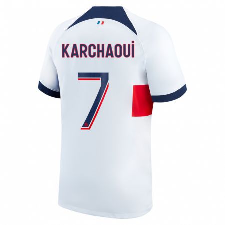 Kandiny Uomo Maglia Sakina Karchaoui #7 Bianco Kit Gara Away 2023/24 Maglietta