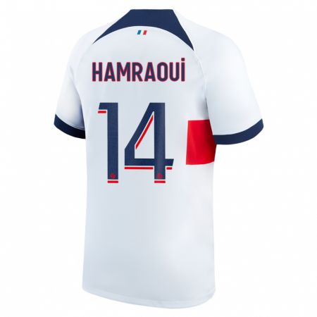 Kandiny Hombre Camiseta Kheira Hamraoui #14 Blanco 2ª Equipación 2023/24 La Camisa México