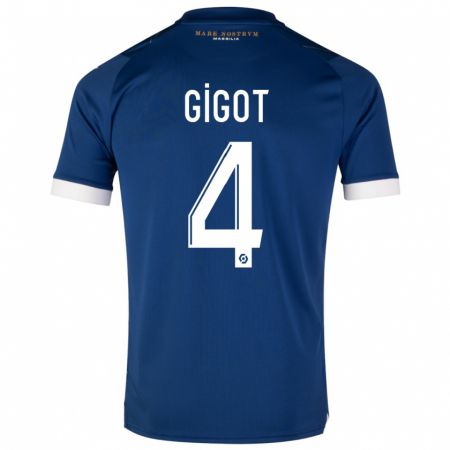 Kandiny Uomo Maglia Samuel Gigot #4 Blu Scuro Kit Gara Away 2023/24 Maglietta