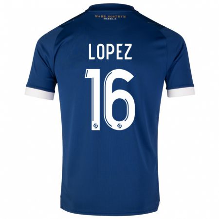 Kandiny Uomo Maglia Pau López #16 Blu Scuro Kit Gara Away 2023/24 Maglietta