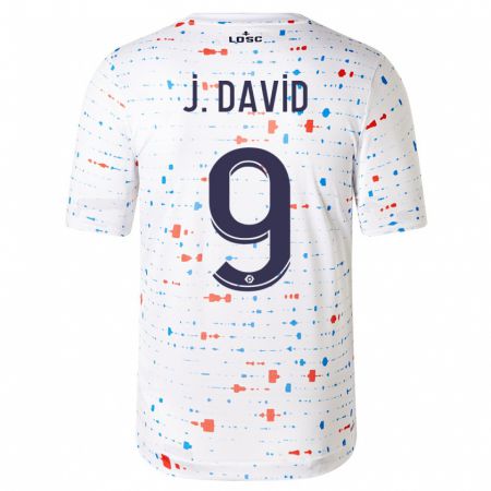 Kandiny Uomo Maglia Jonathan David #9 Bianco Kit Gara Away 2023/24 Maglietta