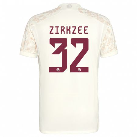 Kandiny Hombre Camiseta Joshua Zirkzee #32 Blanquecino Equipación Tercera 2023/24 La Camisa