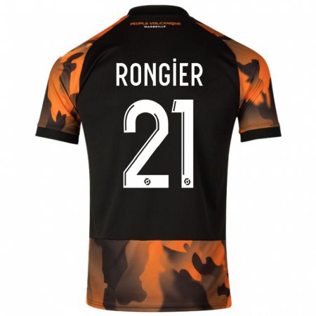 Kandiny Uomo Maglia Valentin Rongier #21 Nero Arancione Kit Gara Third 2023/24 Maglietta