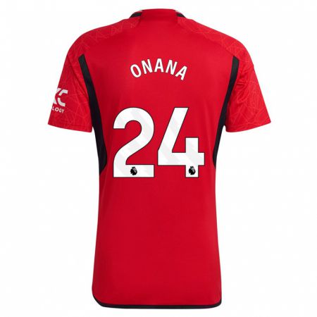 Kandiny Donna Maglia André Onana #24 Rosso Kit Gara Home 2023/24 Maglietta