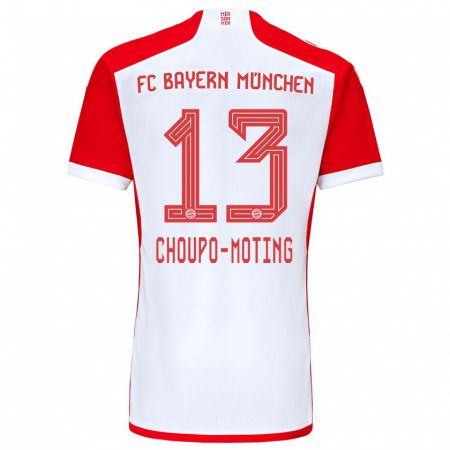 Kandiny Mujer Camiseta Eric Maxim Choupo-Moting #13 Rojo Blanco 1ª Equipación 2023/24 La Camisa