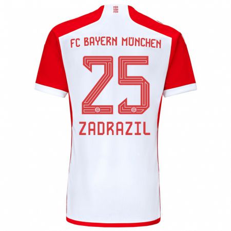 Kandiny Mujer Camiseta Sarah Zadrazil #25 Rojo Blanco 1ª Equipación 2023/24 La Camisa