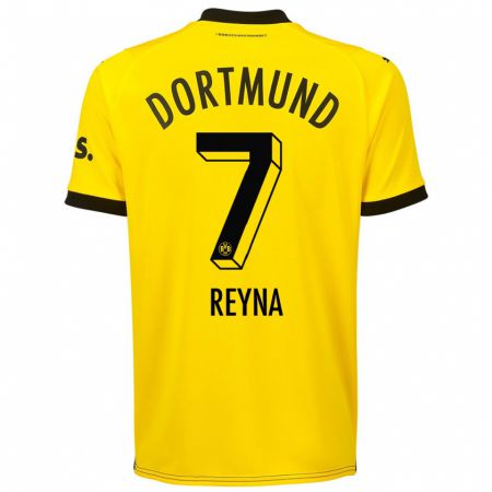 Kandiny Mujer Camiseta Giovanni Reyna #7 Amarillo 1ª Equipación 2023/24 La Camisa