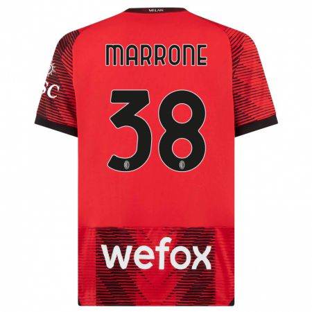 Kandiny Mujer Camiseta Federico Marrone #38 Negro Rojo 1ª Equipación 2023/24 La Camisa México