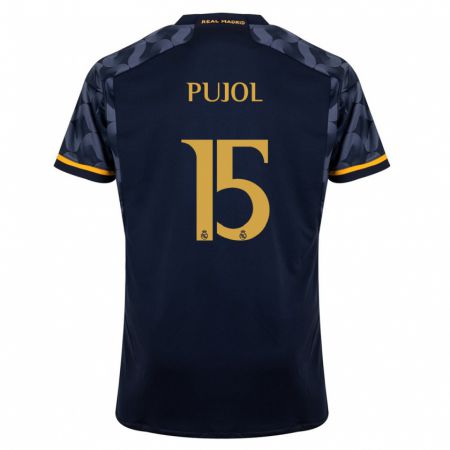 Kandiny Dames Edgar Pujol #15 Donkerblauw Uitshirt Uittenue 2023/24 T-Shirt België