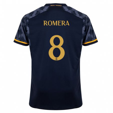 Kandiny Dames Miguel Romera #8 Donkerblauw Uitshirt Uittenue 2023/24 T-Shirt België