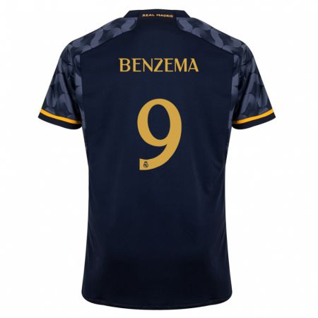 Kandiny Donna Maglia Karim Benzema #9 Blu Scuro Kit Gara Away 2023/24 Maglietta