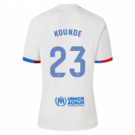 Kandiny Donna Maglia Jules Koundé #23 Bianco Kit Gara Away 2023/24 Maglietta