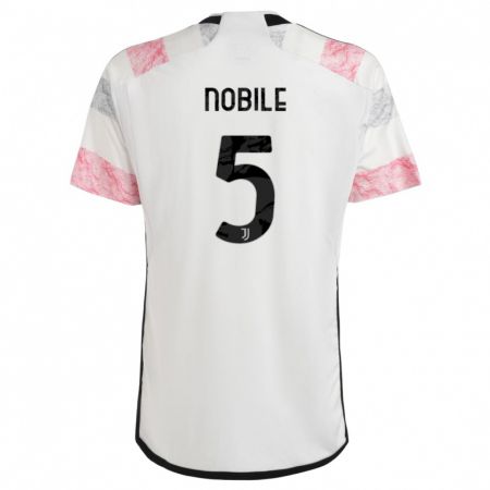 Kandiny Donna Maglia Riccardo Nobile #5 Bianco Rosa Kit Gara Away 2023/24 Maglietta