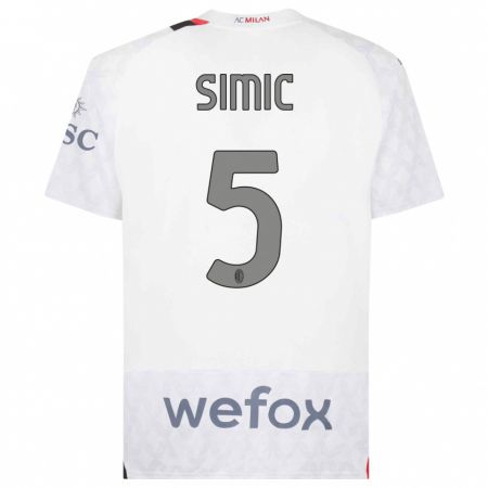 Kandiny Donna Maglia Jan-Carlo Simic #5 Bianco Kit Gara Away 2023/24 Maglietta