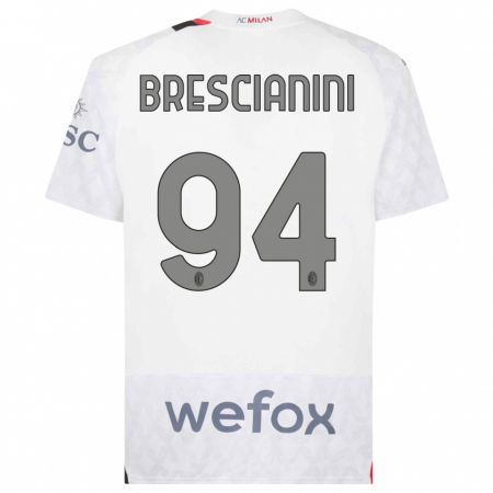 Kandiny Donna Maglia Marco Brescianini #94 Bianco Kit Gara Away 2023/24 Maglietta