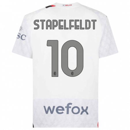 Kandiny Donna Maglia Nina Stapelfeldt #10 Bianco Kit Gara Away 2023/24 Maglietta