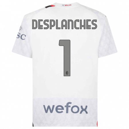 Kandiny Donna Maglia Sebastiano Desplanches #1 Bianco Kit Gara Away 2023/24 Maglietta