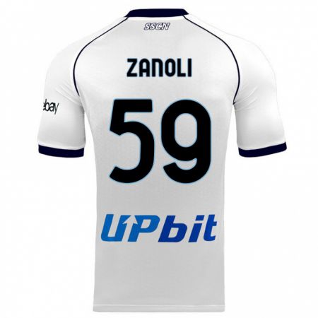 Kandiny Donna Maglia Alessandro Zanoli #59 Bianco Kit Gara Away 2023/24 Maglietta