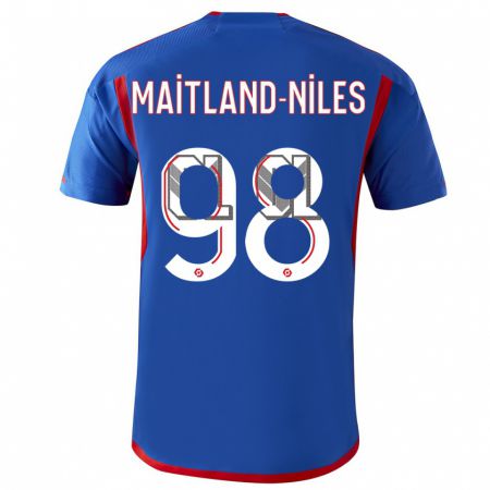 Kandiny Donna Maglia Ainsley Maitland-Niles #98 Blu Rosso Kit Gara Away 2023/24 Maglietta