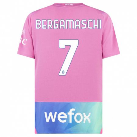 Kandiny Mujer Camiseta Valentina Bergamaschi #7 Rosado Morado Equipación Tercera 2023/24 La Camisa