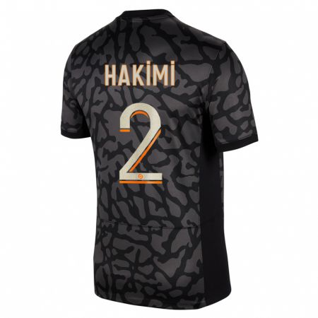 Kandiny Donna Maglia Achraf Hakimi #2 Nero Kit Gara Third 2023/24 Maglietta