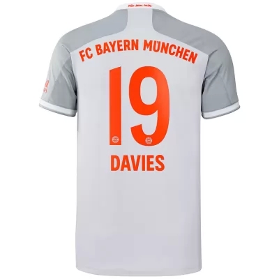 Bambino Calcio Alphonso Davies #19 Kit Gara Away Grigio Maglia 2020/21 Camicia