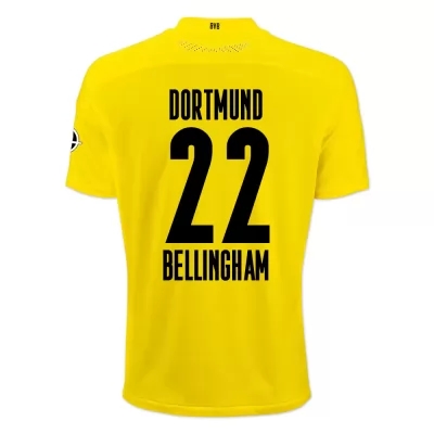 Uomo Calcio Jude Bellingham #22 Kit Gara Home Giallo Nero Maglia 2020/21 Camicia