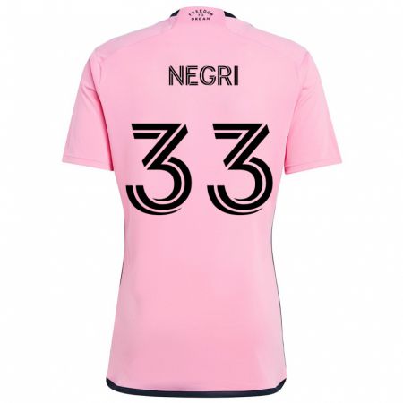 Kandiny Niño Camiseta Franco Negri #33 Rosa 1ª Equipación 2024/25 La Camisa