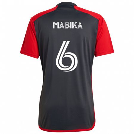 Kandiny Bambino Maglia Aimé Mabika #6 Grigio Rosso Kit Gara Home 2024/25 Maglietta