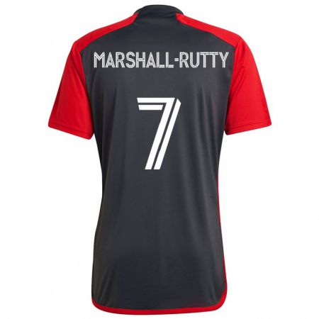 Kandiny Kinderen Jahkeele Marshall-Rutty #7 Grijs Rood Thuisshirt Thuistenue 2024/25 T-Shirt België