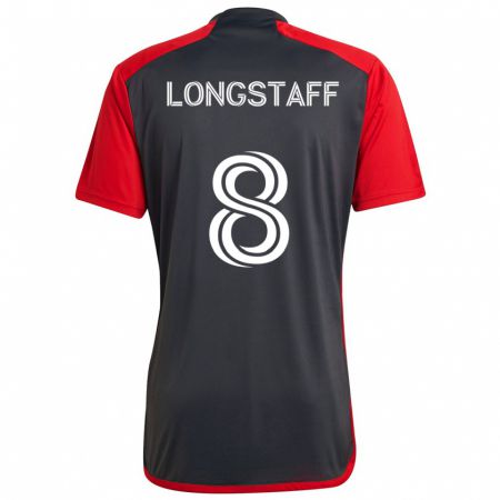 Kandiny Kinderen Matty Longstaff #8 Grijs Rood Thuisshirt Thuistenue 2024/25 T-Shirt België